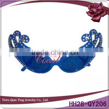 funky promotional funny plastic party glasses with rhinestone