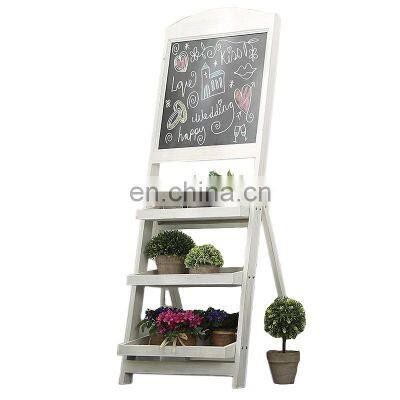 wooden flower stand designs chalkboard easel with 3 display shelves