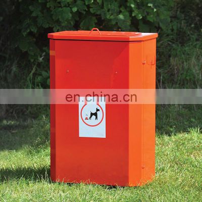 Custom Logo Red Galvanized Sheet Poop Rectangular Shit Trash Bin Pet Dog Waste Station