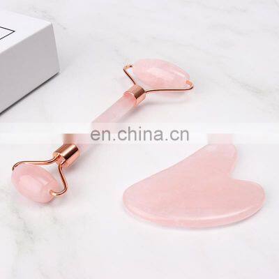 Rose Quartz Jade Roller With Gua Sha Board Mini Eye Jade Roller set Facial Beauty Massage Jade Roller