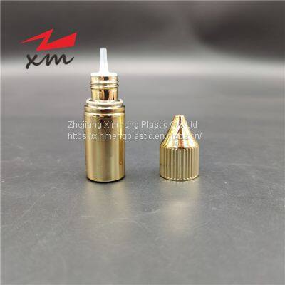 PET 10ml Gold Plated Vape Bottle Anti-theft E-liquid Plastic Childproof Oil Ink Squeeze Bottle Tip Lid 10ml 30ml 50ml Liquid Juice Eye Dropper Bottle photo-3