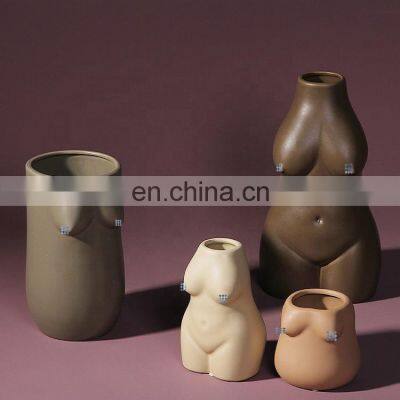 Drop Shipping Nordic Figurines Frosted Design Human Body Model Home Room Flowers Decorative Ornament Ceramic Vase photo-1
