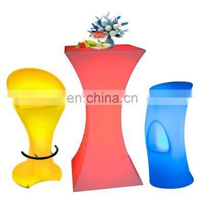 glow illuminated event night club Waterproof standing night club plastic LED bar round table for coffee shop