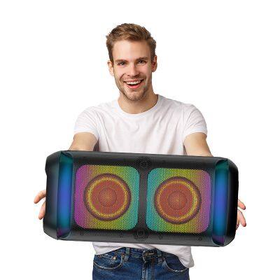 ZQS4289  wireless portable 16W power 2*4 inches subwoofer bluetooth speaker with colorful lights