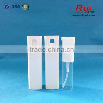 10ml white plastic perfume bottles Square plastic containers for perfumes packaging Hangzhou Glass bottles with spray pump