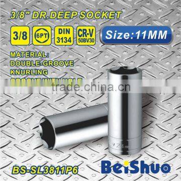 Best selling 11mm 3/8 Inch Square Drive 6 Point Deep Socket Chrome Vanadium