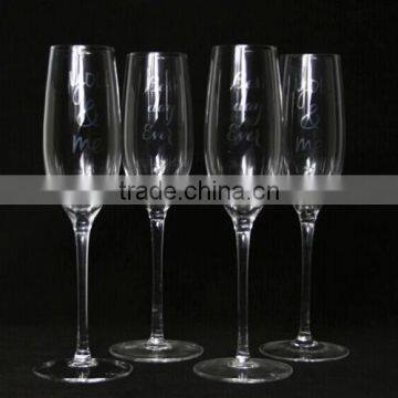 260ML Hand Blown Champagne Flute with Gold and Sliver Letter Decal