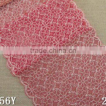 Factory Fashion Stock Cheap Pink 21.5cm Nylon Double Side Embroidery Woman Clothes Ace Fabric photo-2