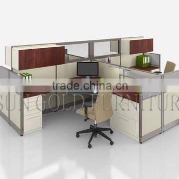 2015 Modern Aluminum Profiles Two Side High Panel Office Partition with Upside Cabinet(SZ-WS518)