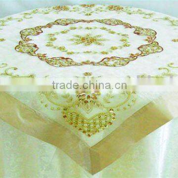 organza table cloth with beads embroidery by handmade