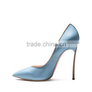 Sexy Shoes Very High Heels Ladies Genuine Leather Shoes Light Blue Lambskin Celebrity Womens Shoes photo-2