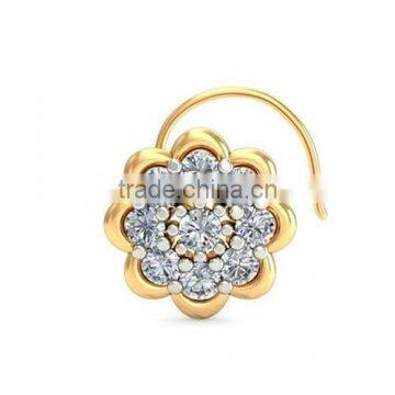 gold plated rhinestone nose stud body jewelry