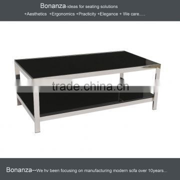 T-101L# Stainless steel frame coffee table with white glass top