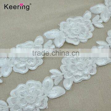 white embroidery floral lace trimming for wedding dress WTPA-035