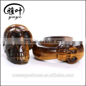 Wholesale natural semi precious stone carved skull ring