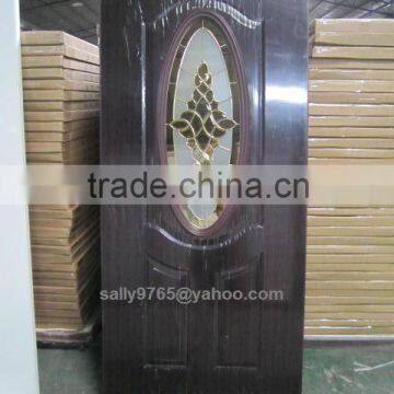 Safety Residential Iron Steel Entry Doors With Glass Insert Exterior