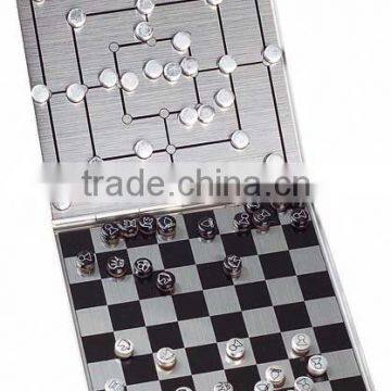 aluminum 2 in 1 magnetic chinese chequers and international chess