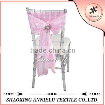 Wholesale wedding satin and lace chair sashes buckle