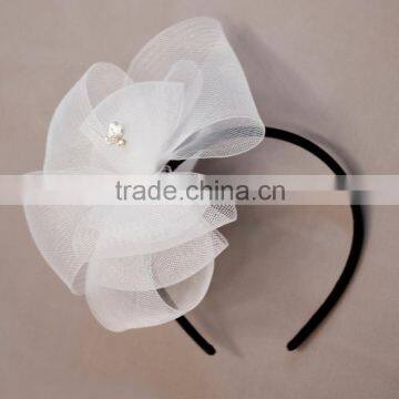 Large white mesh flower headbands,fancy flower hair accessory for wedding dresses