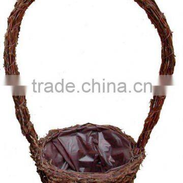 Dark Red Rattan Easter Basket with Handle