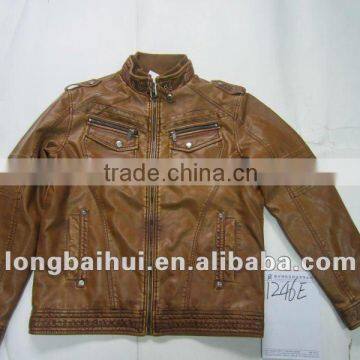 wholesale clothes mens winter leather jacket stock lot