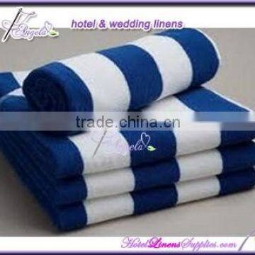 100*180cm blue stripe pool towels, blue swimming towels, striped towels for hotels, spas