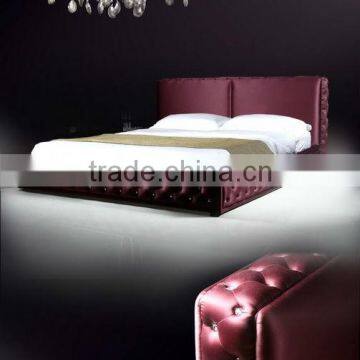 Post-modern fabric with crystal button double bed (LS-405)