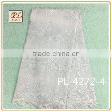 2015 Soft hot sale embroidered white swiss cotton lace for dresses and clothings