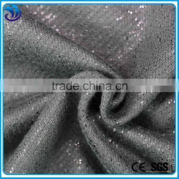 fashion cotton polyester french terry knit fabric with foil stamping for sport wear shining