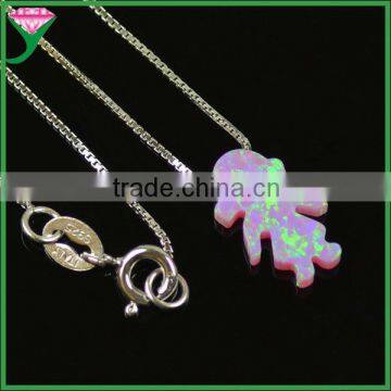 OP24 synthetic opal 925 silver chains girl shape opal pendants charms