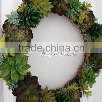 Real Touch Artificial Plastic Plants Succulent Plants and Flowers Christmas Wreath for Wall Door Decoration photo-2