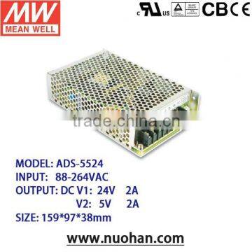 Meanwell 55W 24V Single Output with 5V,3A DC-DC Converter/switching power supply 55w