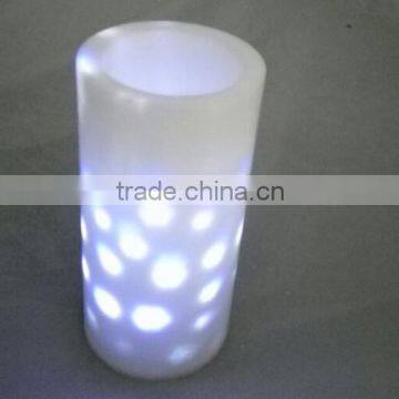 Battery Powered 6 Inch Plastic Pillar Colorful Christmas Moving Snowflake Candle photo-3