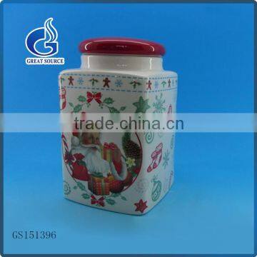 christmas santa claus kitchen storage ceramic tea sugar and coffee canister