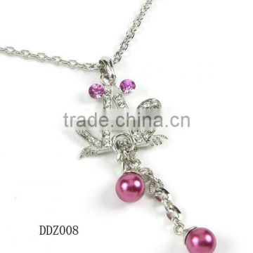 Fashion Jewelry,Lady's Crystal Necklace Frog-Shaped Pendant with pearl