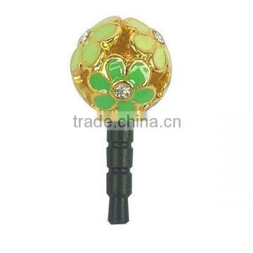 2012 fashion flower ball silicone earphone jack dustproof plug for iphone, designed by (C) charis,OEM service