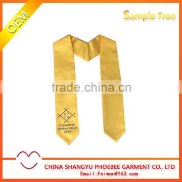 Hot Sell Embroidery Gold Academic Sashes/stoles for graduation