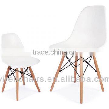 Living room furniture high quality child plastic seat with solid wood legs dining chair