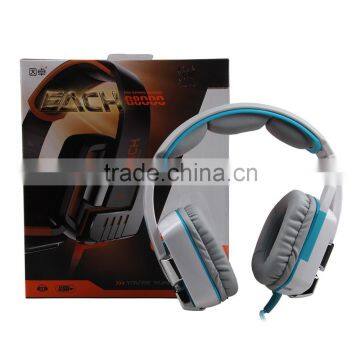 Colorful wired overhead pc game headset with led light