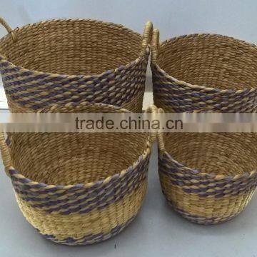 Natural and purple Water hyacinth basket new style 2015