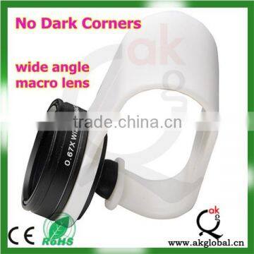 2014 Newest Universal Mobile Phone Clip-on Lens Macro+0.65x Wide Angle Lens for Gift Accept OEM Shenzhen Factory