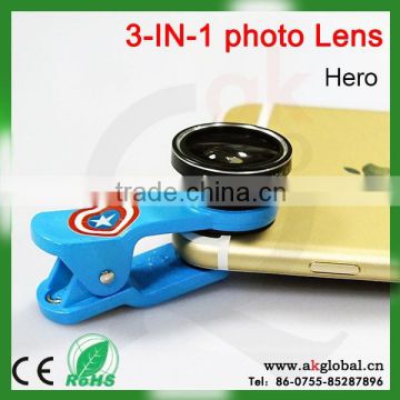 3 in 1 universal fisheye wide angle macro mobile phone camera lens