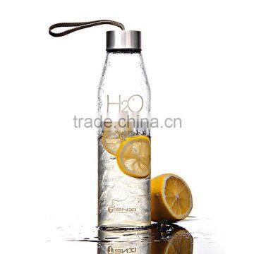 Featured Custom Glass Water Bottle with Stainless steel lid and printing logo