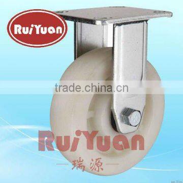 Heavy duty white nylon Rigid Plate Caster