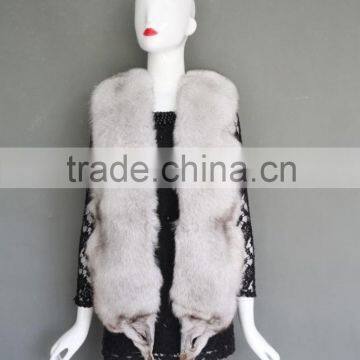 2016 Top Quality Special Style Fox Head Vest Natural White Vest With Real Blue Fox Fur and Head Pattern photo-5