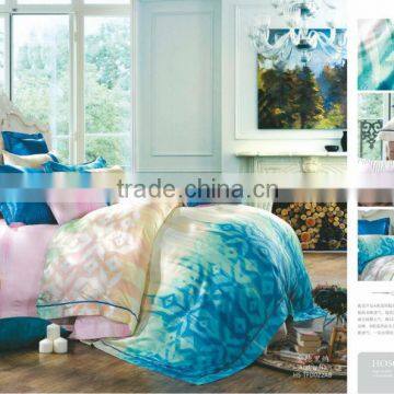 Clean Blue ColorPrinted Jacquard cotton bed sheets 60S Queen Fabric textiles