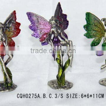 Antique Colorful Gardon Fairy in Metal