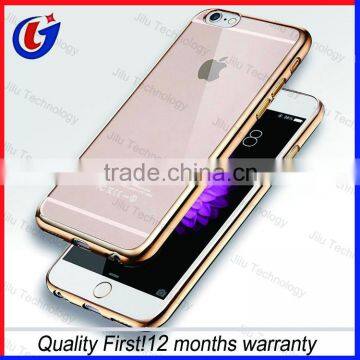 Hot New Products 2016 Shiny Gold Electroplating Crystal Clear Soft TPU silicone mobile phone case for iphone6