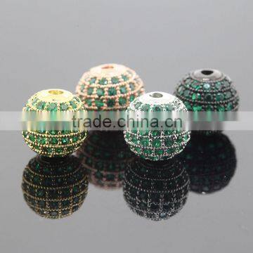 8mm Green Luster CZ Crystal Beads Jewellery Round 24k Cubic Zirconia Disco Balls