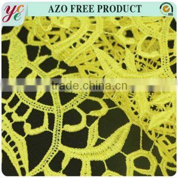 Fashion Yellow Guipure Embroidery Fabric Water Soluble Embroidery Fabric
